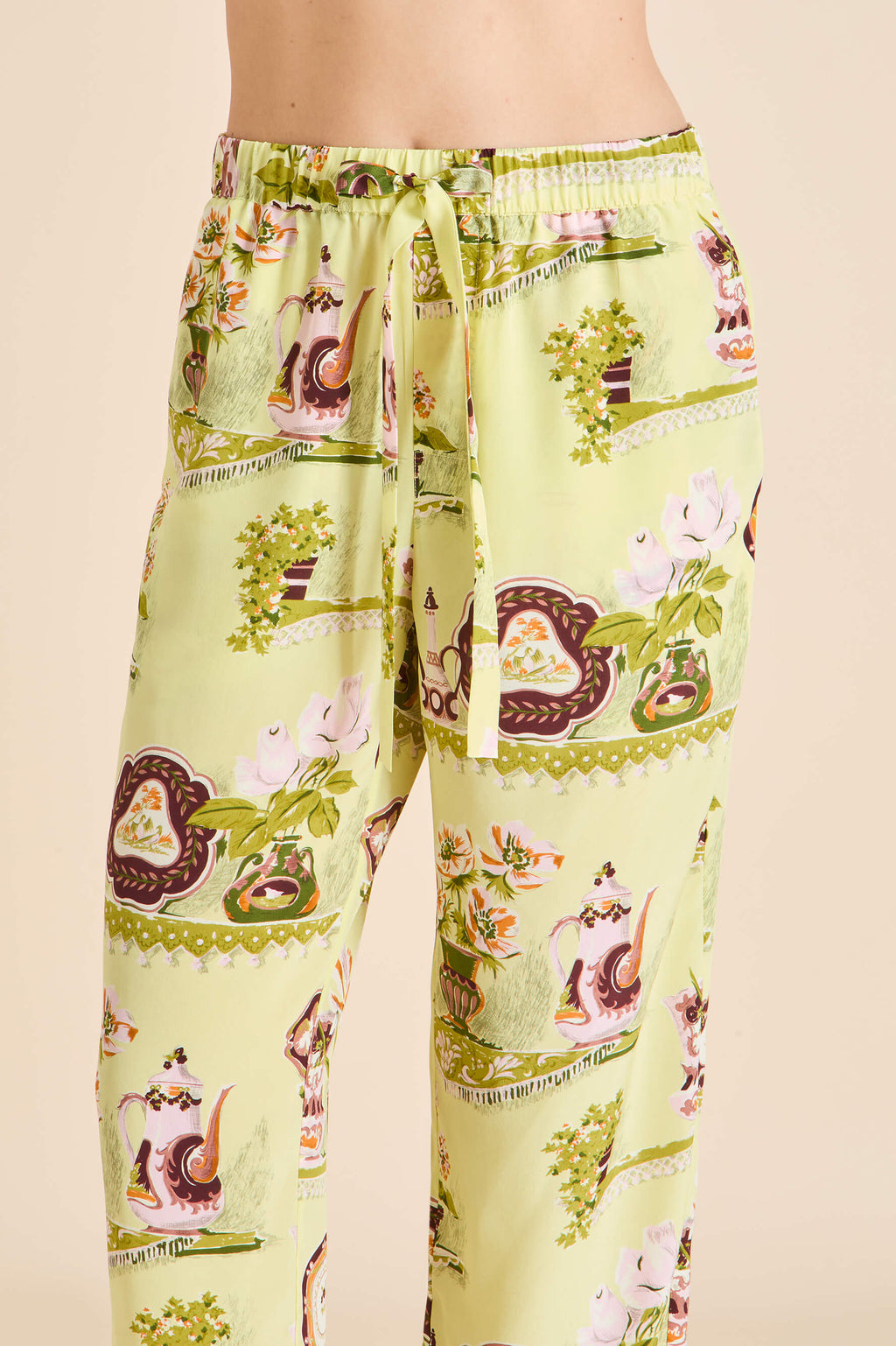 Casablanca Aulenti Green Plate Pajamas in Silk Crêpe de Chine