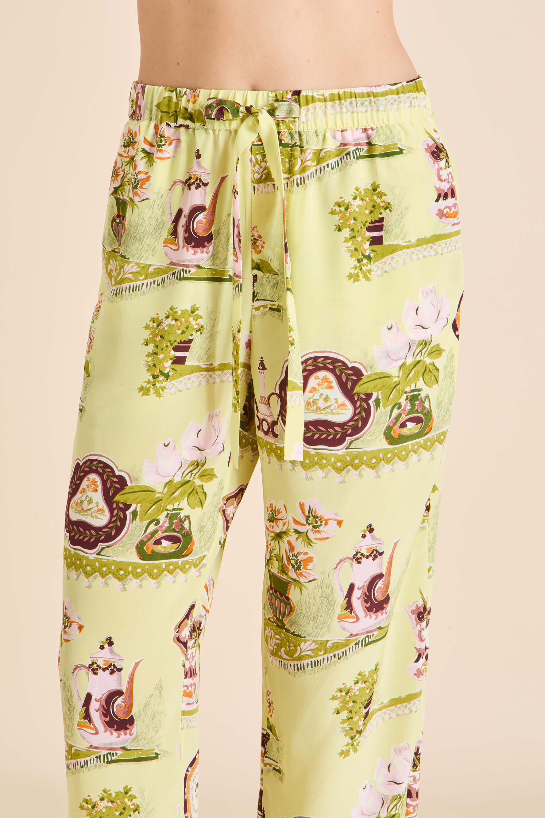Casablanca Aulenti Green Plate Pajamas in Silk Crêpe de Chine
