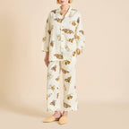 Casablanca Opaline Cream Moth Pajamas in Cotton-Silk
