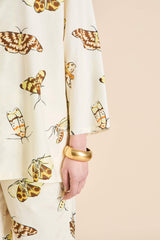 Casablanca Opaline Cream Moth Pajamas in Cotton-Silk