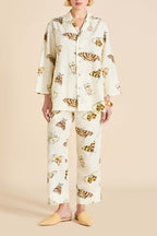 Casablanca Opaline Cream Moth Pajamas in Cotton-Silk