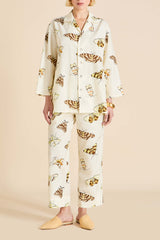 Casablanca Opaline Cream Moth Pajamas in Cotton-Silk