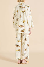 Casablanca Opaline Cream Moth Pajamas in Cotton-Silk