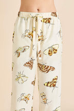 Casablanca Opaline Cream Moth Pajamas in Cotton-Silk