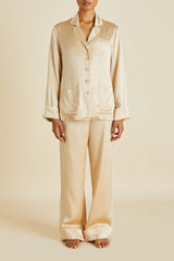 Coco Caramel Pajamas in Silk Satin