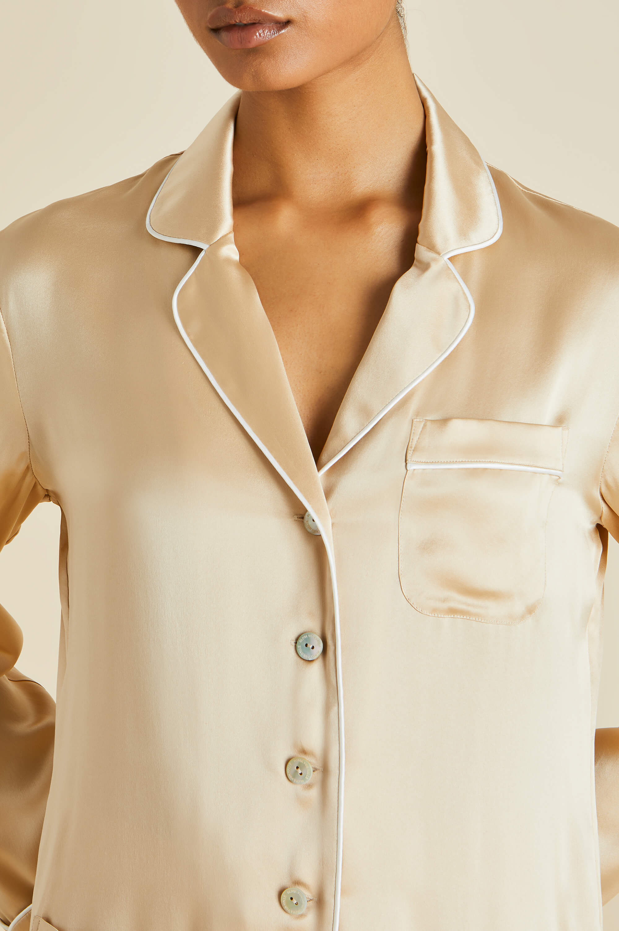 Coco Caramel Pajamas in Silk Satin
