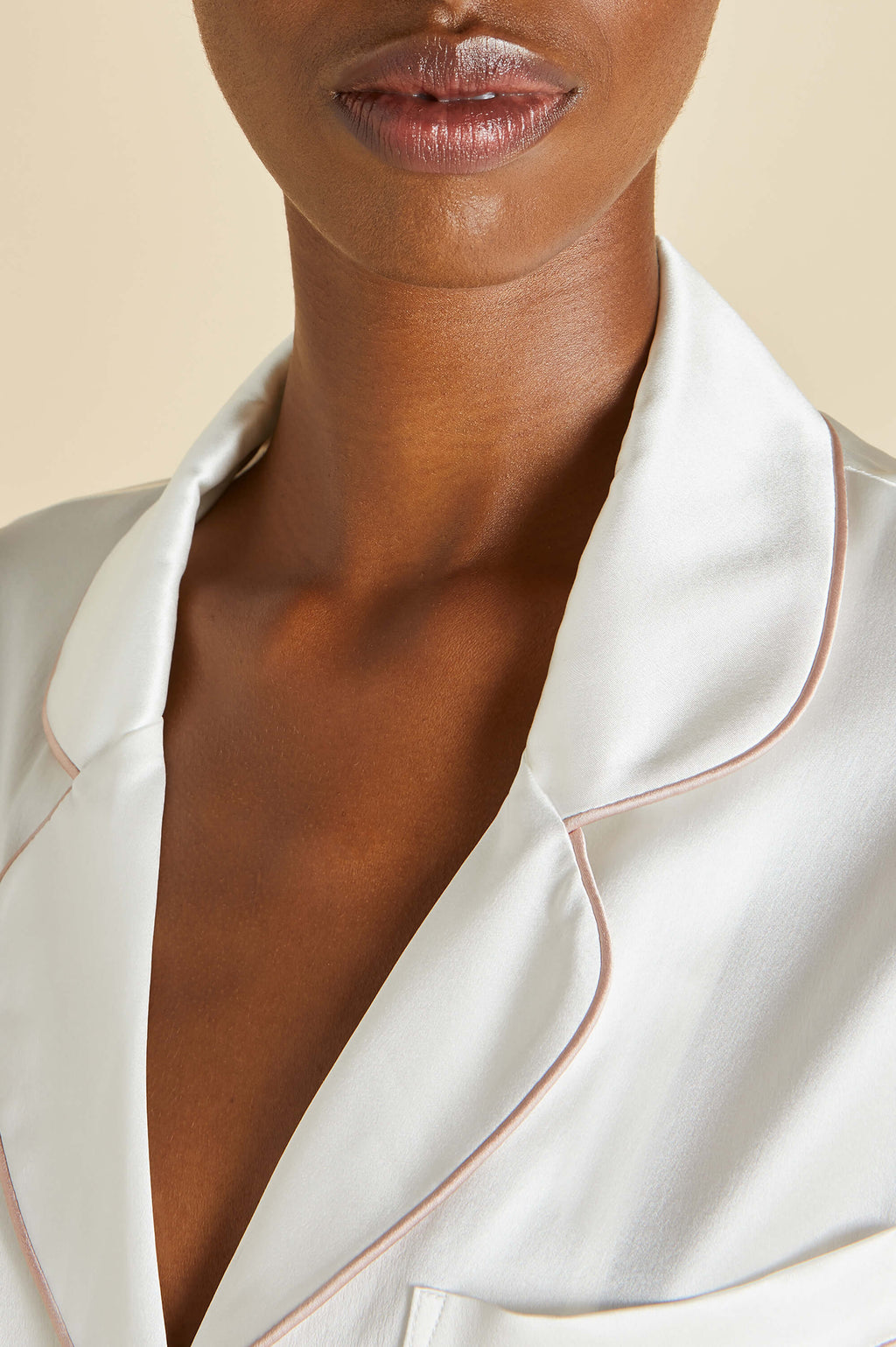 Coco Ivory Oyster Pajamas in Silk Satin