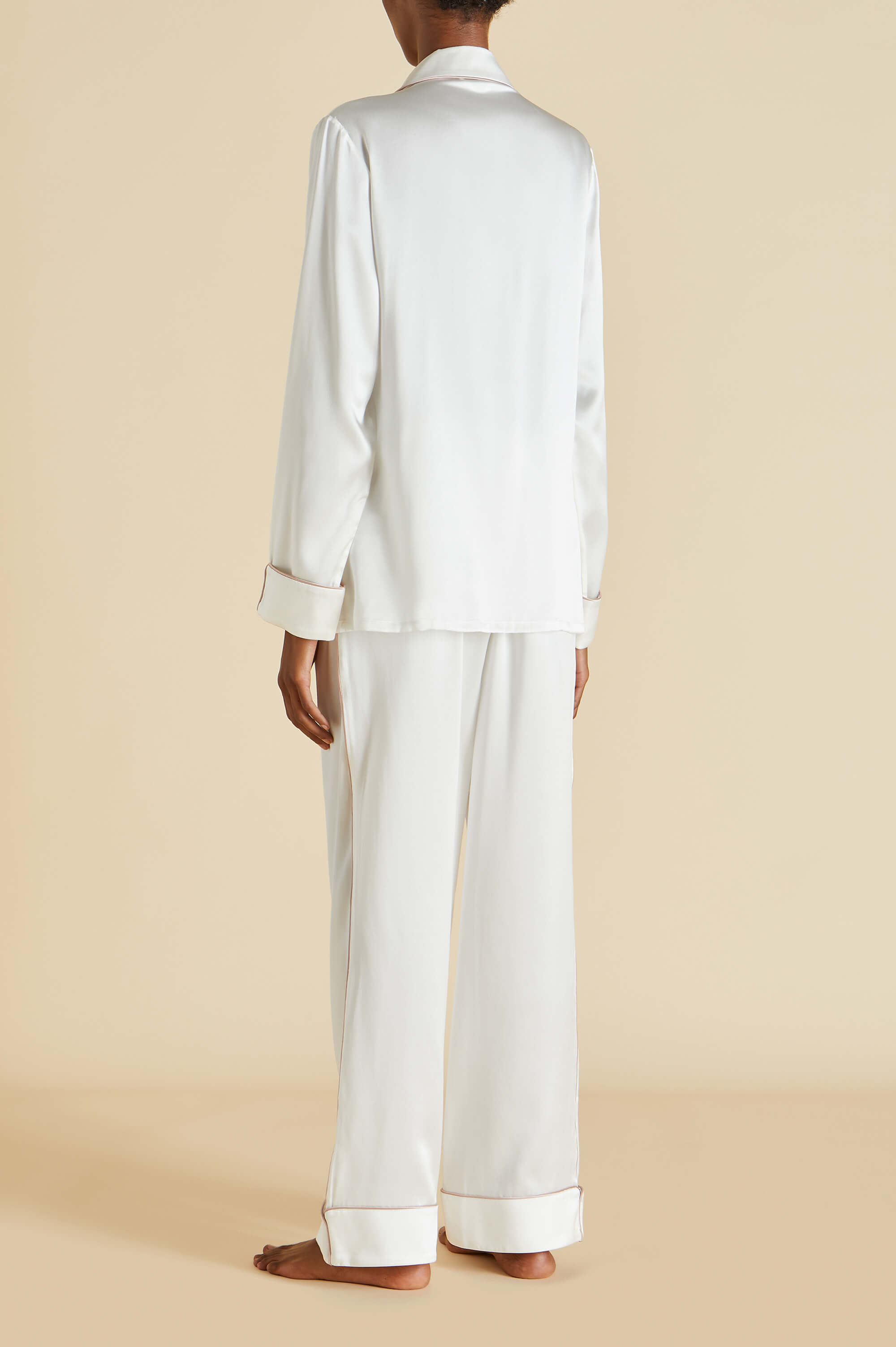 Coco Ivory Oyster Pajamas in Silk Satin