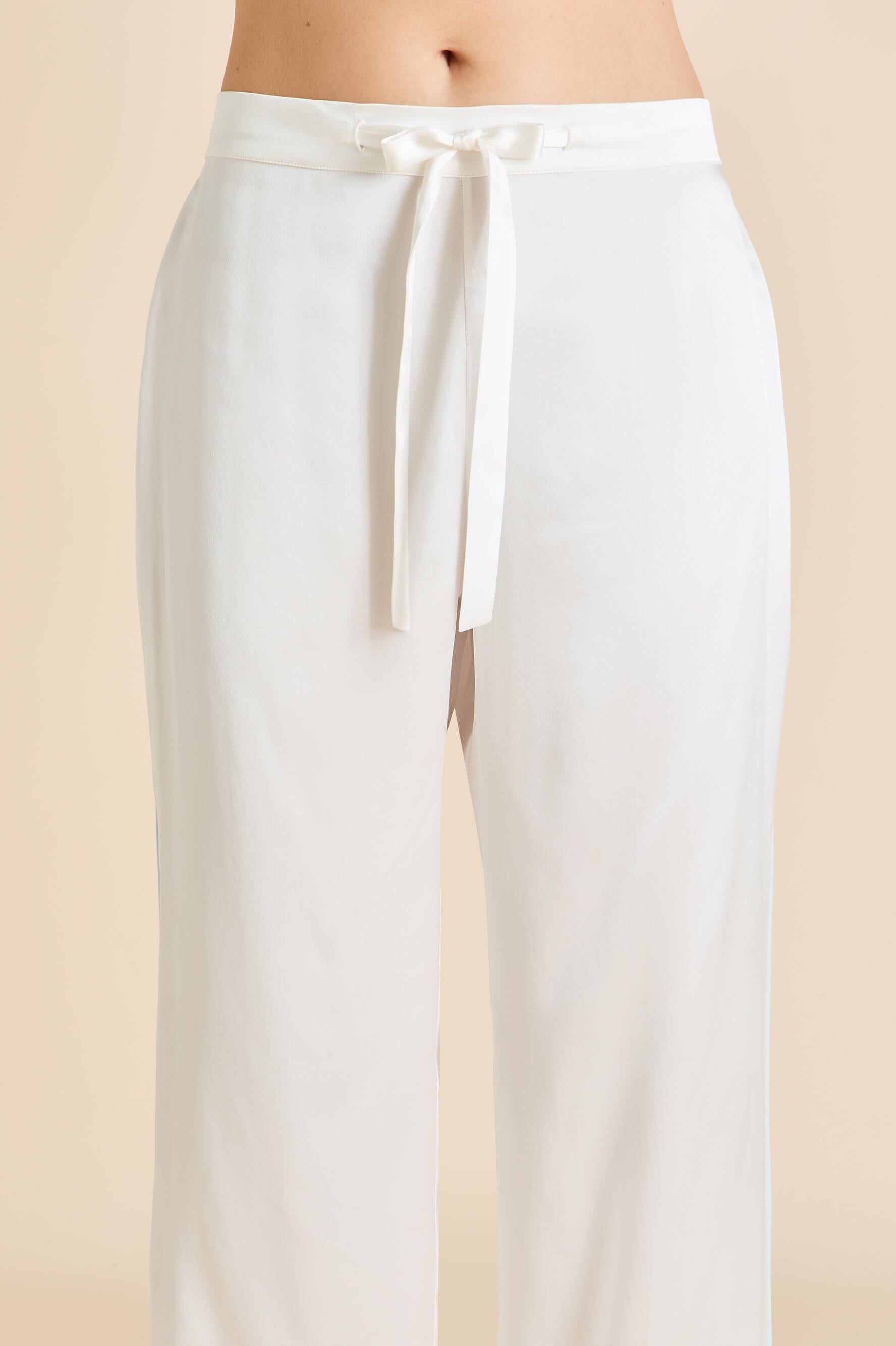 Coco Ivory Powder Blue Pajamas in Silk Satin