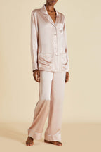 Coco Oyster Ivory Pajamas in Silk Satin