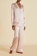 Coco Oyster Ivory Pajamas in Silk Satin