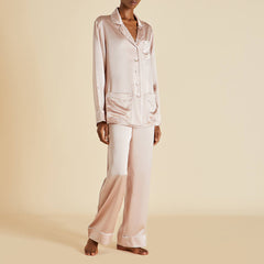 Coco Oyster Ivory Pajamas in Silk Satin