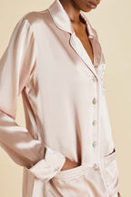 Coco Oyster Ivory Pajamas in Silk Satin