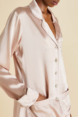Coco Oyster Ivory Pajamas in Silk Satin