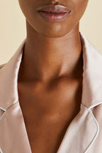 Coco Oyster Ivory Pajamas in Silk Satin