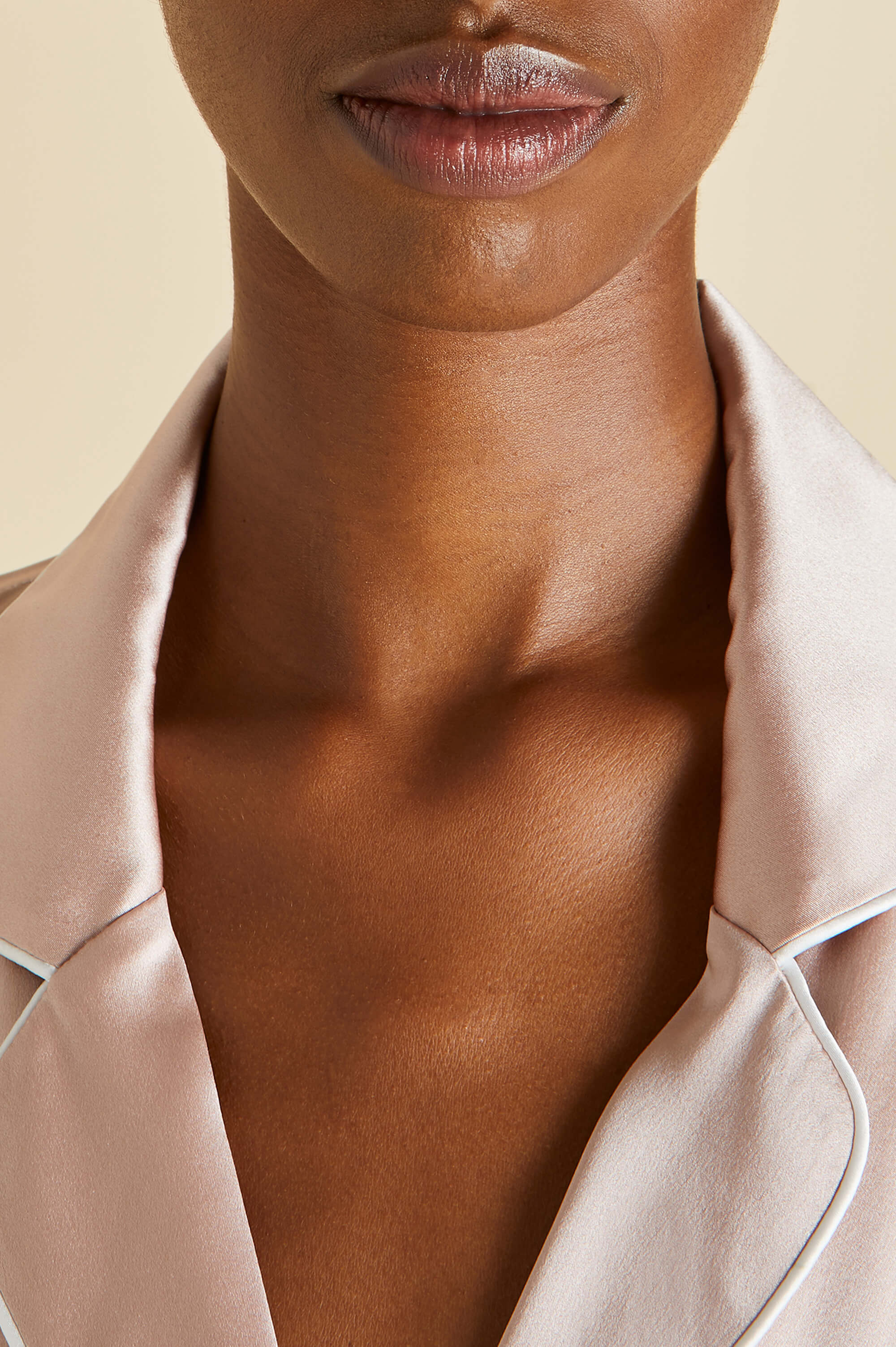 Coco Oyster Ivory Pajamas in Silk Satin