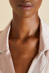 Coco Oyster Ivory Pajamas in Silk Satin