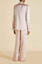 Coco Oyster Ivory Pajamas in Silk Satin