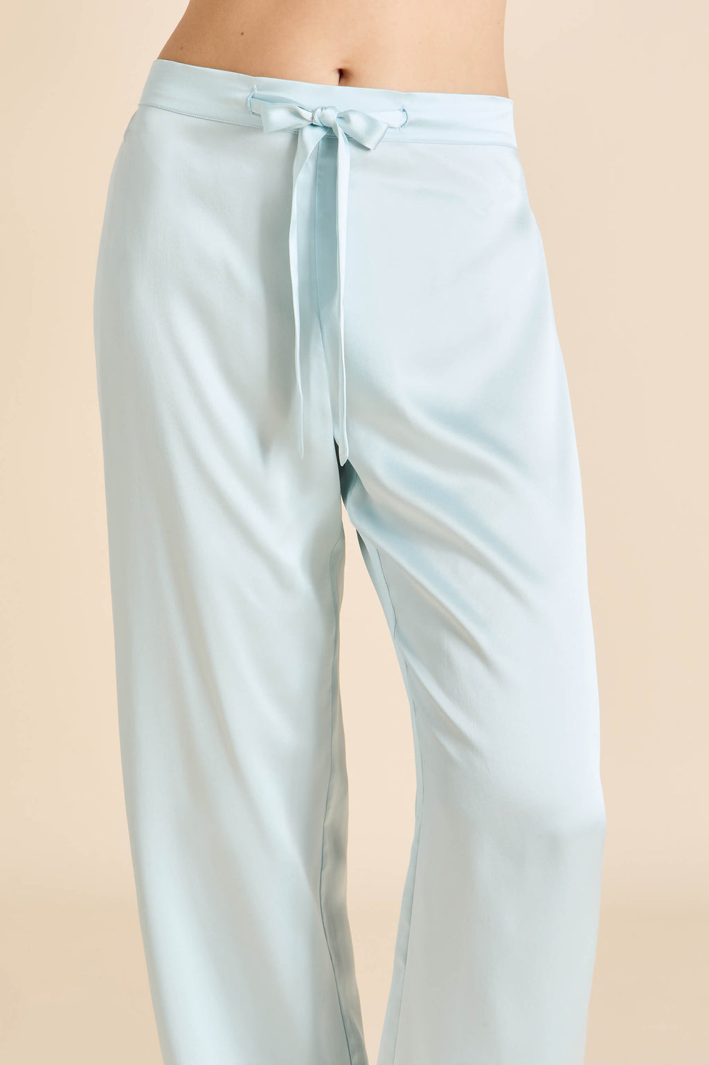 Coco Powder Blue Ivory Pajamas in Silk Satin