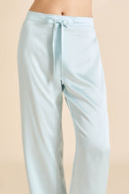 Coco Powder Blue Ivory Pajamas in Silk Satin
