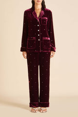 Coco Ritzy Red Crystal Pajamas in Silk Velvet