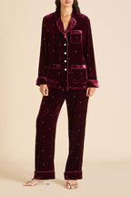 Coco Ritzy Red Crystal Pajamas in Silk Velvet