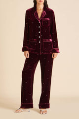 Coco Ritzy Red Crystal Pajamas in Silk Velvet