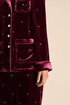 Coco Ritzy Red Crystal Pajamas in Silk Velvet