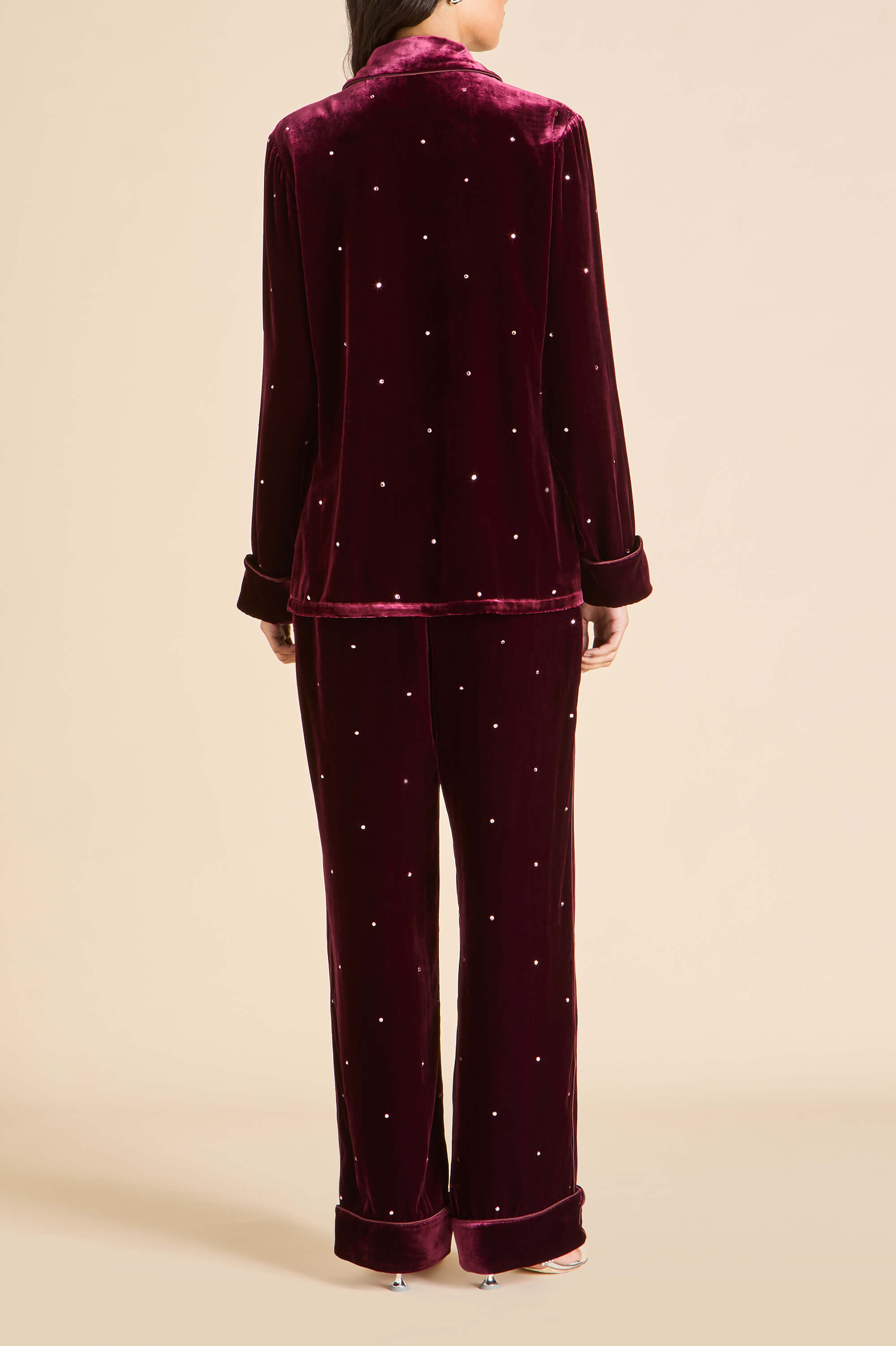 Coco Ritzy Red Crystal Pajamas in Silk Velvet