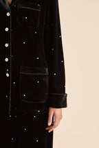 Coco Teese Black Crystal Pajamas in Silk Velvet