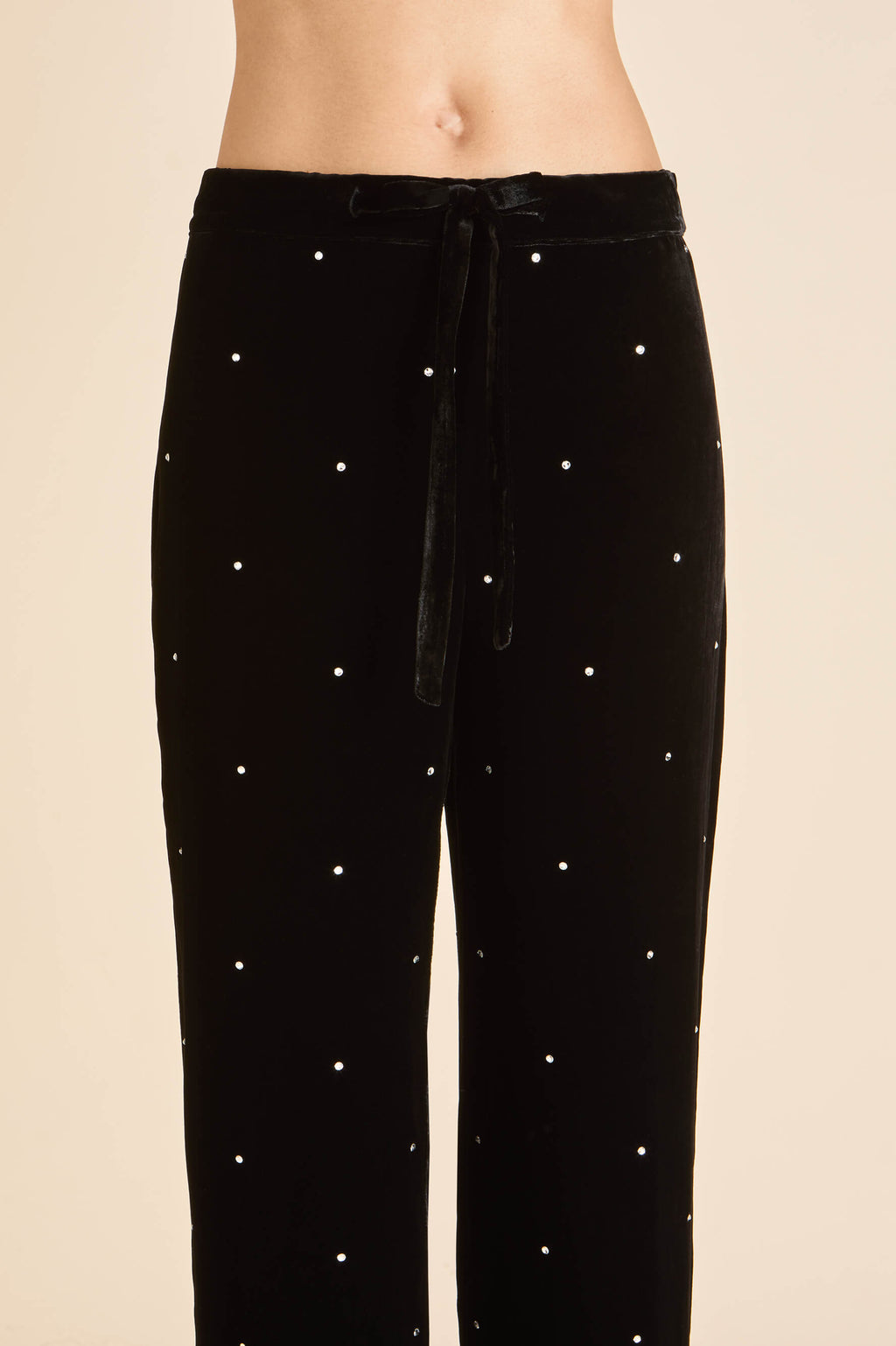 Coco Teese Black Crystal Pajamas in Silk Velvet