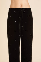 Coco Teese Black Crystal Pajamas in Silk Velvet