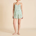 Elle Delfina Green Floral Camisole Set in Silk Crêpe de Chine
