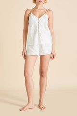 Etta Liliana Ivory Floral Camisole Set in Silk Jacquard