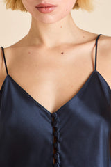 Etta Navy Camisole Set in Silk Satin