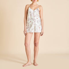Etta Rosalia Ivory Floral Camisole Set in Silk Satin