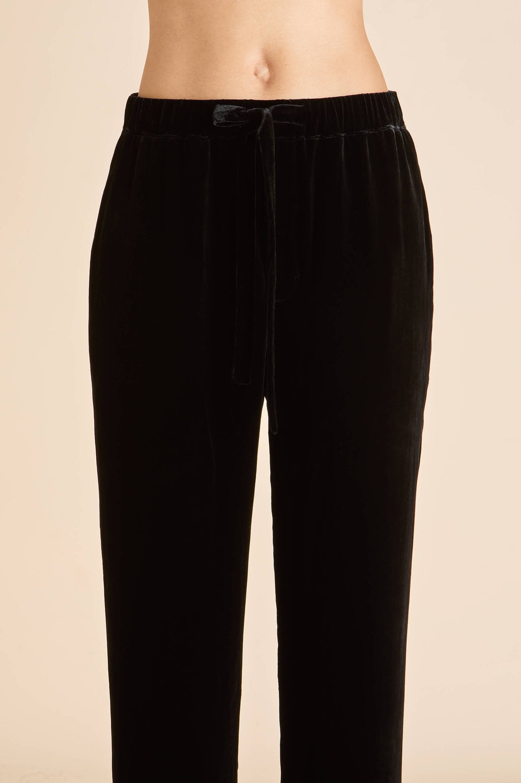 Fifi Valentina Black Crystal Fringe Pajamas in Silk Velvet