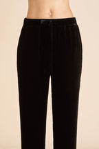 Fifi Valentina Black Crystal Fringe Pajamas in Silk Velvet
