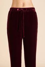 Fifi Victoria Red Crystal Fringe Pajamas in Silk Velvet