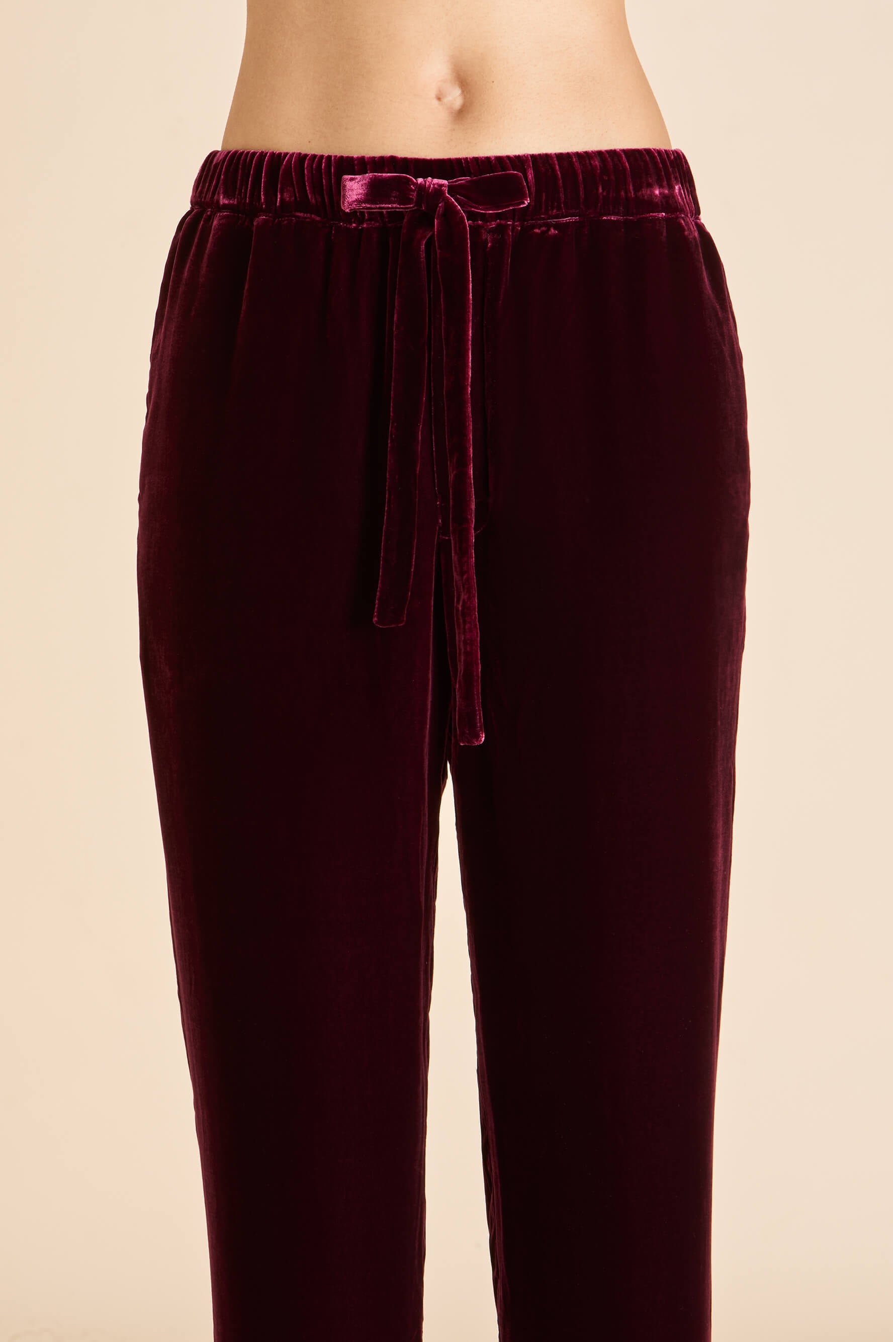 Fifi Victoria Red Crystal Fringe Pajamas in Silk Velvet