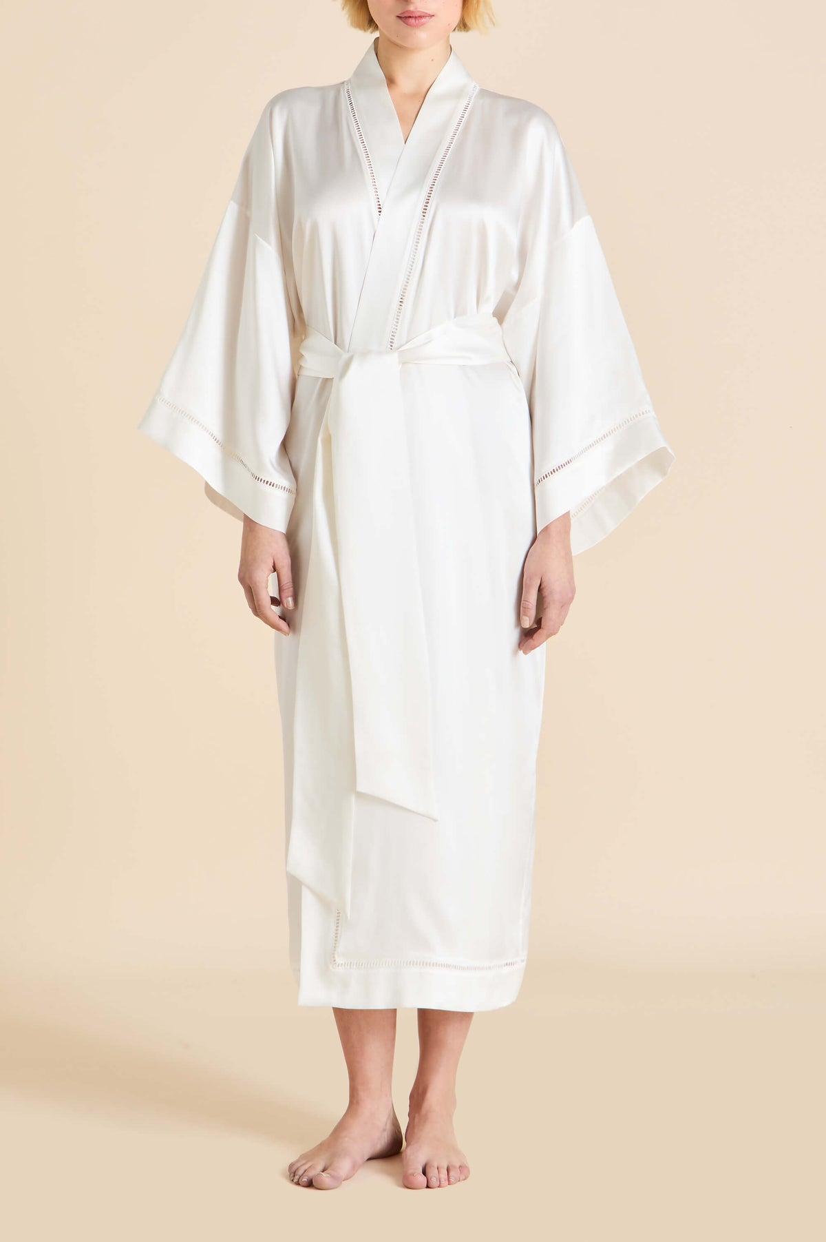 Gloria Ivory Robe in Silk Satin