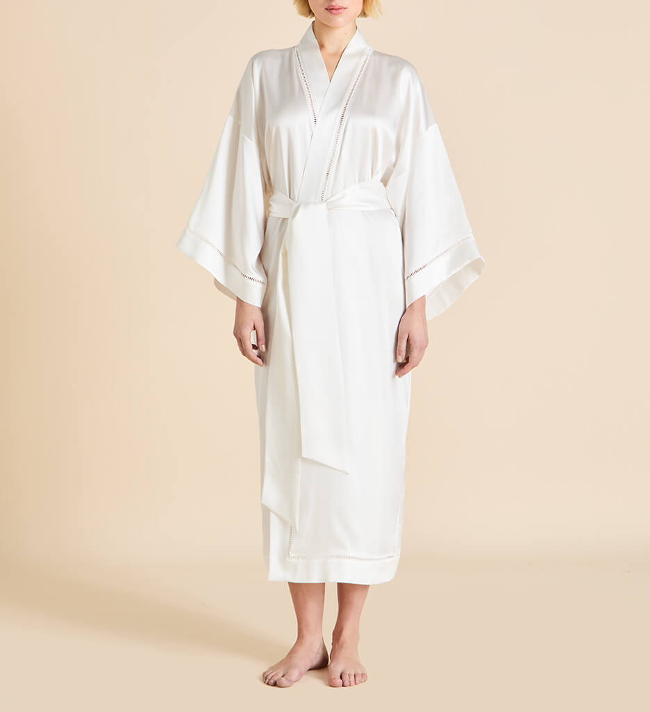 Gloria Ivory Robe in Silk Satin