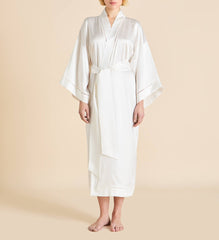 Gloria Ivory Robe in Silk Satin