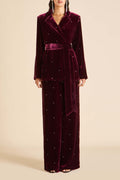 Jagger Ritzy Red Crystal Pajamas in Silk Velvet