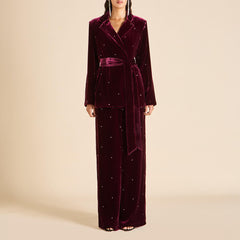 Jagger Ritzy Red Crystal Pajamas in Silk Velvet