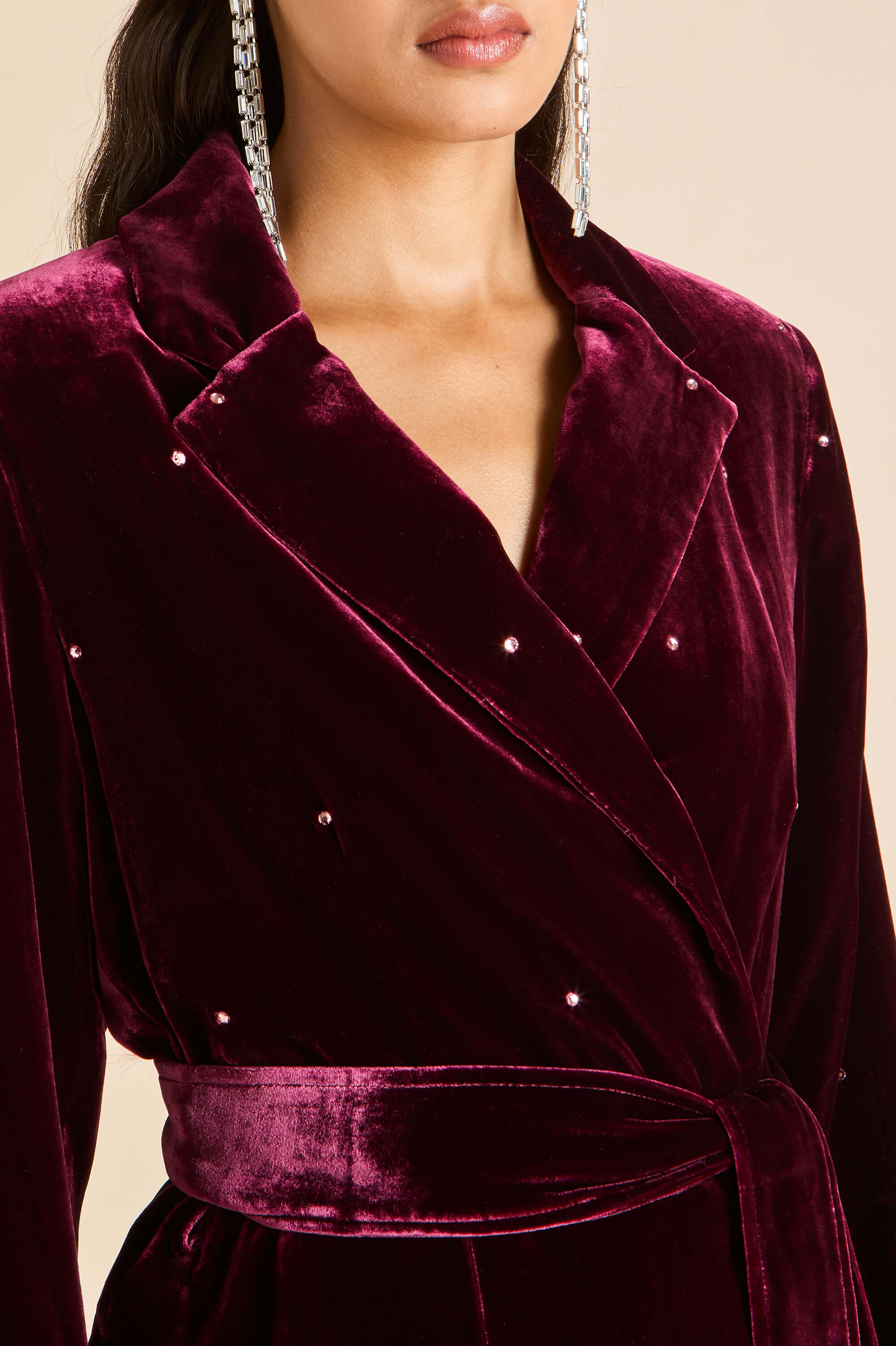 Jagger Ritzy Red Crystal Pajamas in Silk Velvet