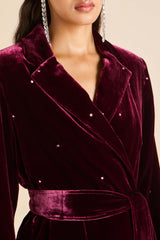 Jagger Ritzy Red Crystal Pajamas in Silk Velvet