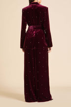 Jagger Ritzy Red Crystal Pajamas in Silk Velvet