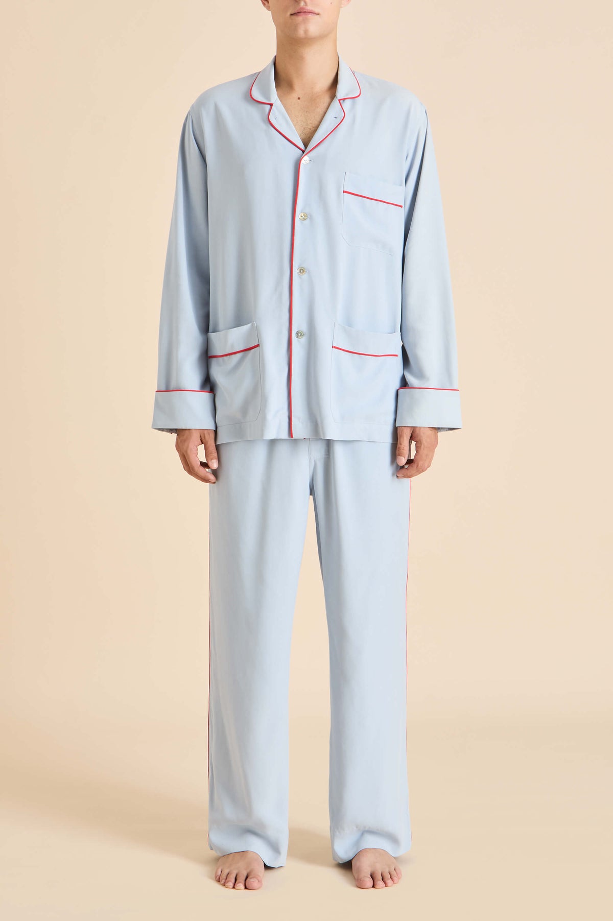 Laurent Cerulean Blue Pyjamas in Sandwashed Silk