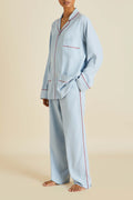 Laurent Cerulean Blue Pajamas in Sandwashed Silk